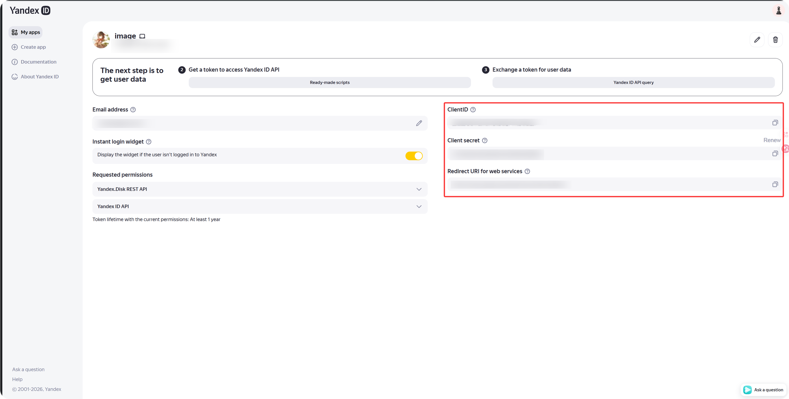 Record Client ID and Secret