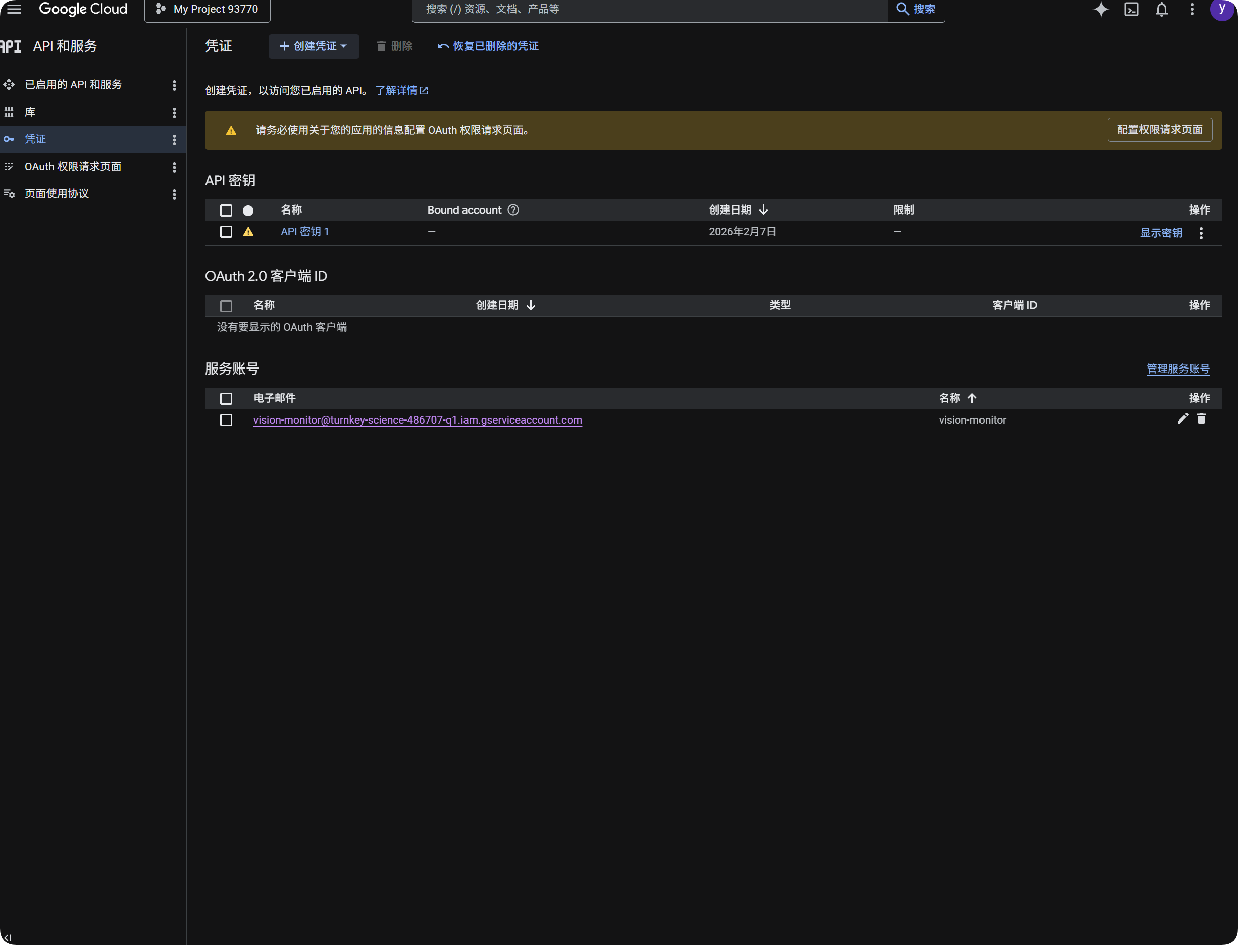 Google API key и service account